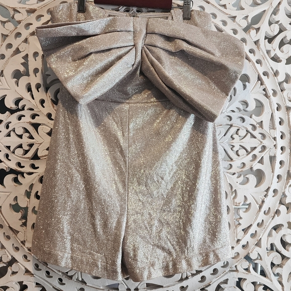 AUDETTE ASTRA FRONT BOW ROMPER CHAMPAGNE COLOR SIZE LARGE - Picture 7 of 13